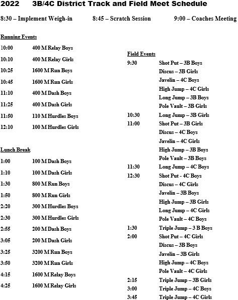 Meet Schedule